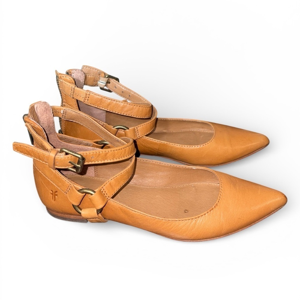 Frye women’s Sienna Harness Criss Cross leather ballet flats size 6M